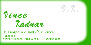 vince kadnar business card